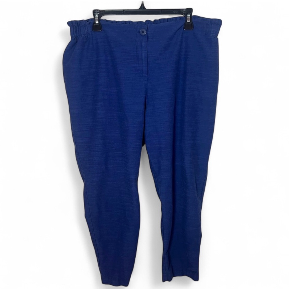 The Nines By Hatch Maternity Blue Textured Ankle Pants Stretch Cotton Size L